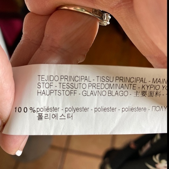 Zara Basic Z1975 Denim Top Sheer Floral Black Small - Picture 9 of 12